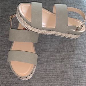 Grey Espadrille Wedge Sandal